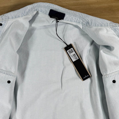 Stone Island Indigo Denim-Ultra Bleached Overshirt in Blue Extra Bleach