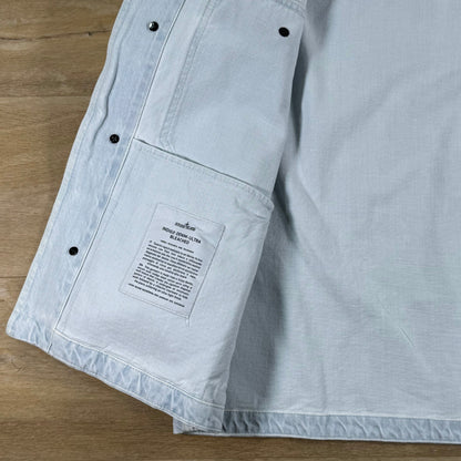 Stone Island Indigo Denim-Ultra Bleached Overshirt in Blue Extra Bleach