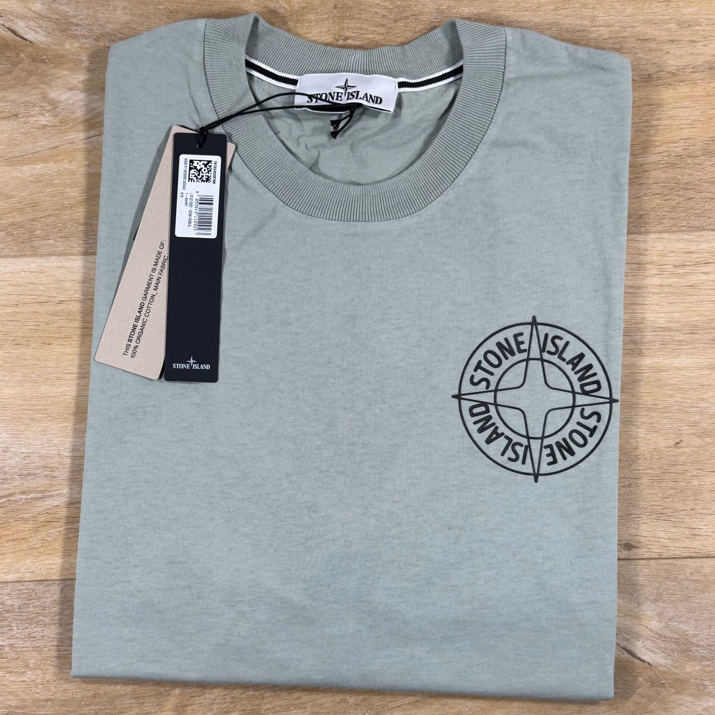 Stone Island Outline Compass Print T-Shirt in Sage Green