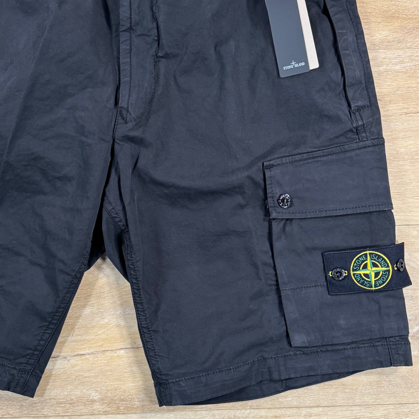 Stone Island Stretch Twill Cargo Bermuda Shorts in Black