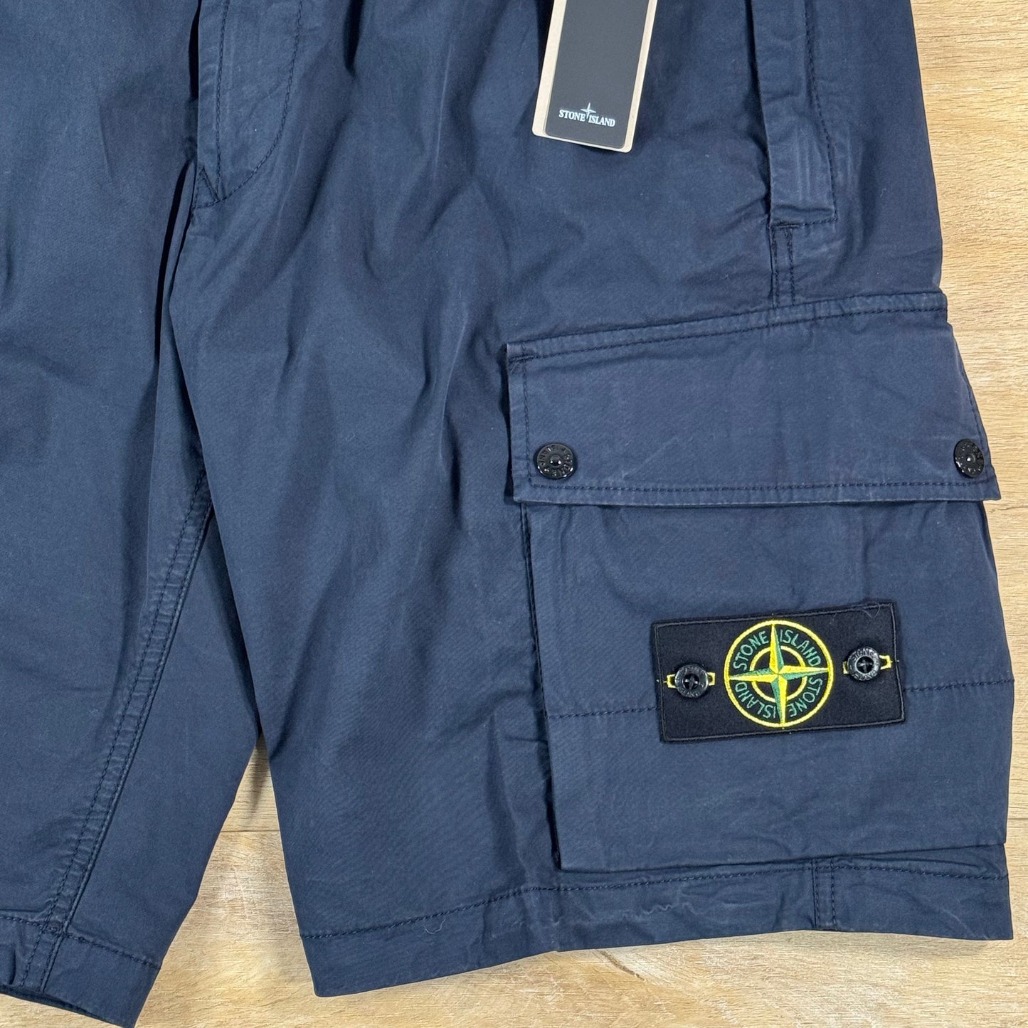 Stone Island Stretch Twill Cargo Bermuda Shorts in Navy