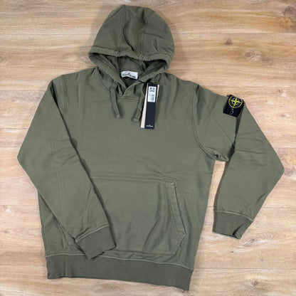 Stone Island Pullover Fleece Hoodie in Military Green