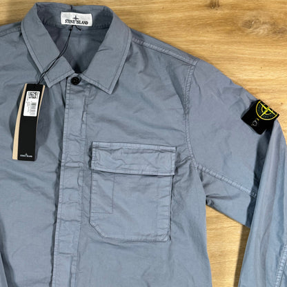 Stone Island Stretch Twill Overshirt in Avio Blue