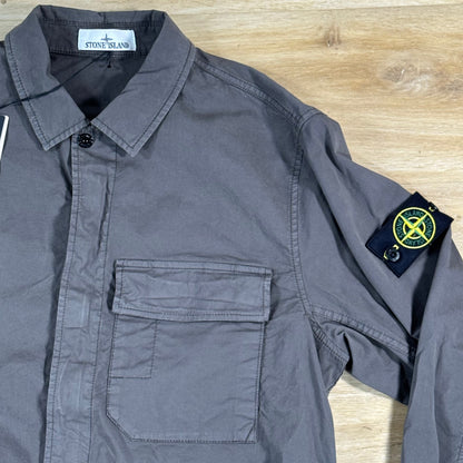 Stone Island Stretch Twill Overshirt in Charcoal Grey