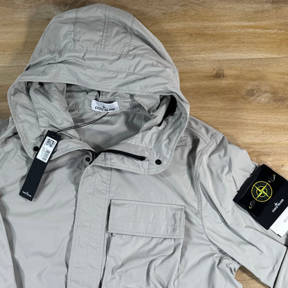 Stone Island Micro Twill Short Hooded Parka in Pearl Grey