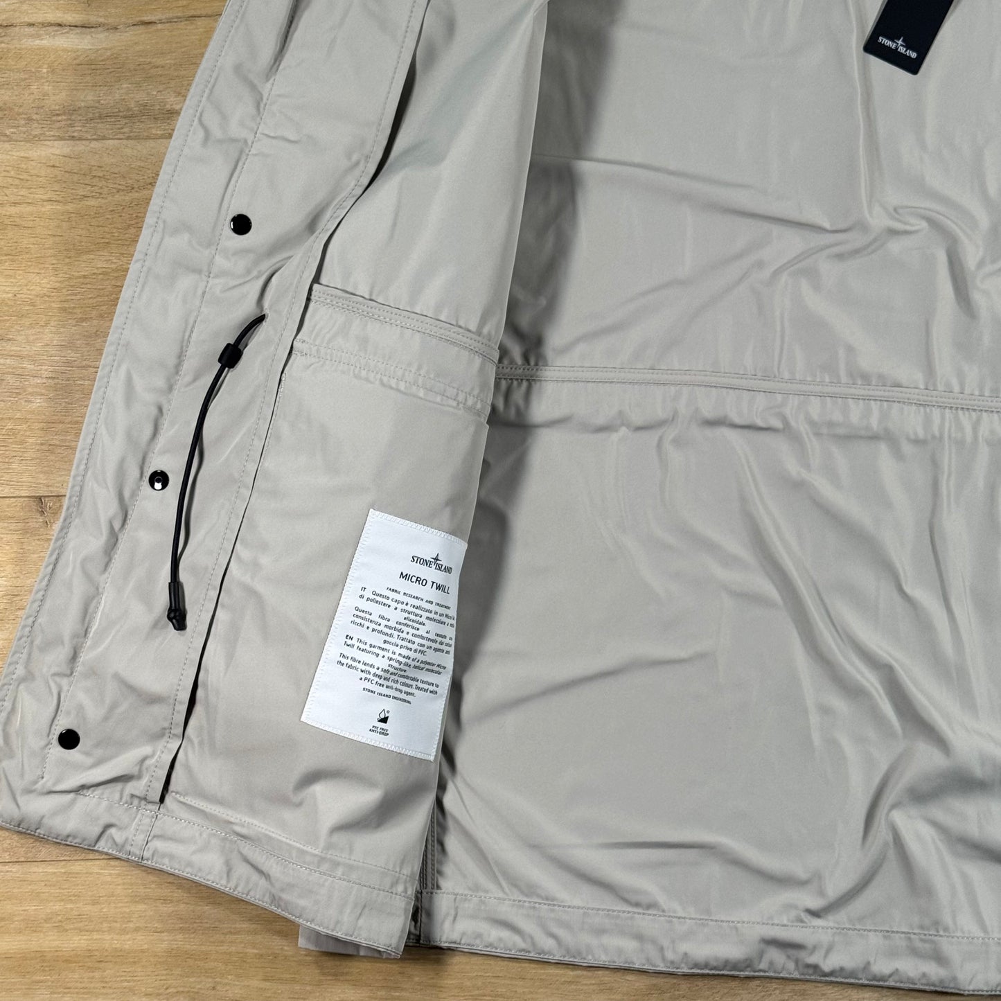 Stone Island Micro Twill Short Hooded Parka in Pearl Grey