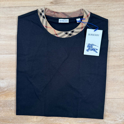 Burberry Check Trim T-Shirt in Navy