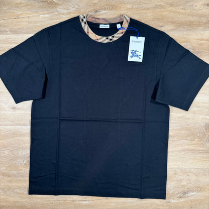 Burberry Check Trim T-Shirt in Navy