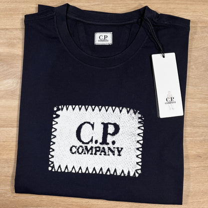 C.P. Company Stitch Block Logo T-Shirt in Navy