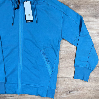 C.P. Company Diagonal Raised Fleece Goggle Hoodie in Aegean Blue