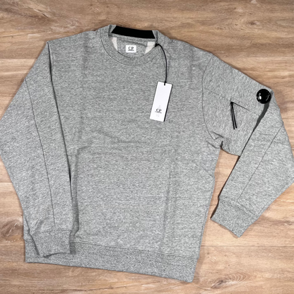 C.P. Company Diagonal Raised Fleece Crewneck Lens Sweatshirt in Grey Melange