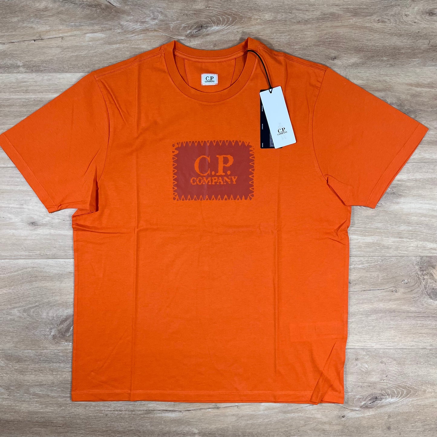 C.P. Company Stitch Block Logo T-Shirt in Russet Orange