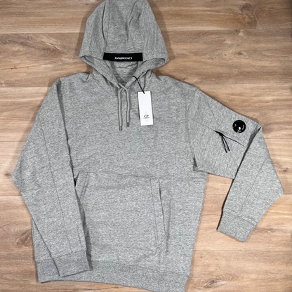 C.P. Company Diagonal Raised Fleece Lens Hoodie in Grey Melange