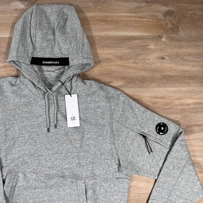C.P. Company Diagonal Raised Fleece Lens Hoodie in Grey Melange