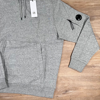 C.P. Company Diagonal Raised Fleece Lens Hoodie in Grey Melange