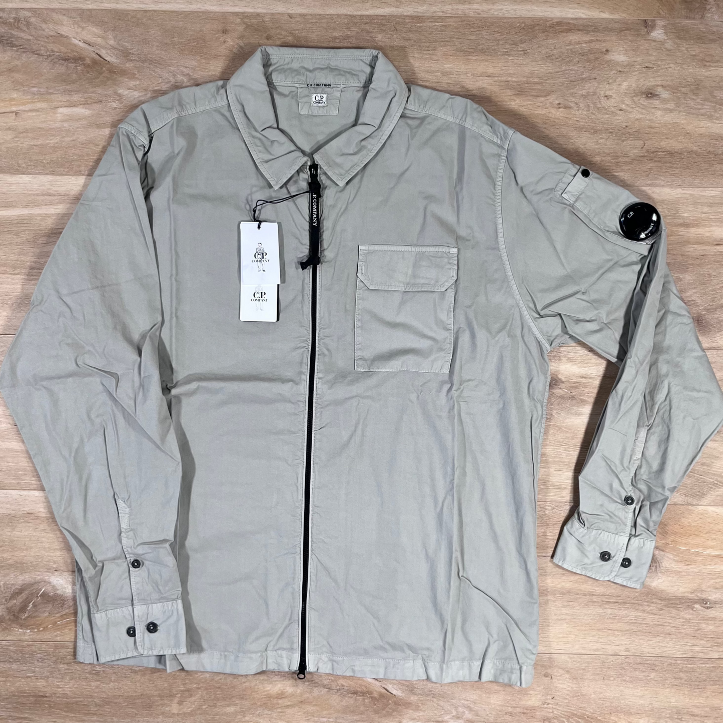 C.P. Company Organic Gabardine Lens Overshirt in London Fog - Grey