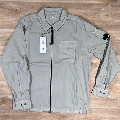 C.P. Company Organic Gabardine Lens Overshirt in London Fog - Grey