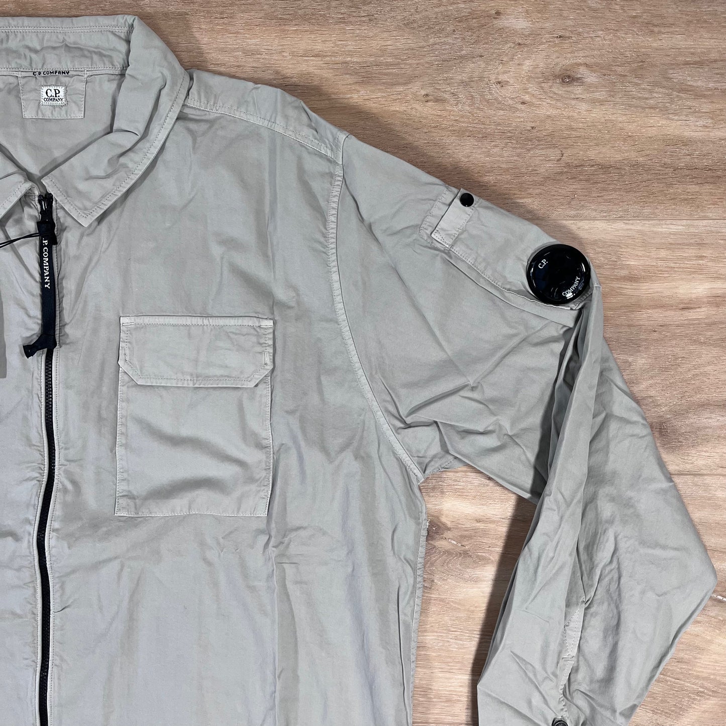 C.P. Company Organic Gabardine Lens Overshirt in London Fog - Grey