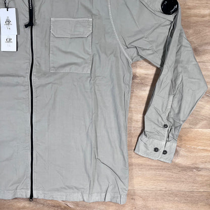 C.P. Company Organic Gabardine Lens Overshirt in London Fog - Grey