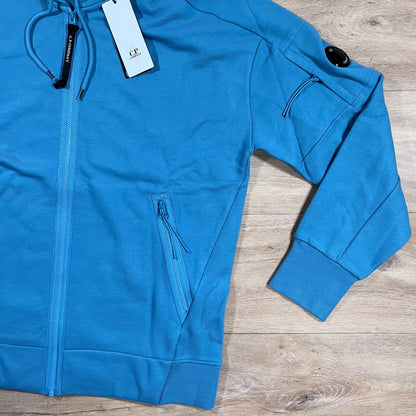 C.P. Company Diagonal Raised Zipped Lens Hoodie in Aegean Blue