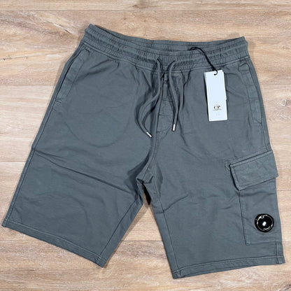 C.P. Company Light Fleece Cargo Lens Shorts in Gunmetal - Grey