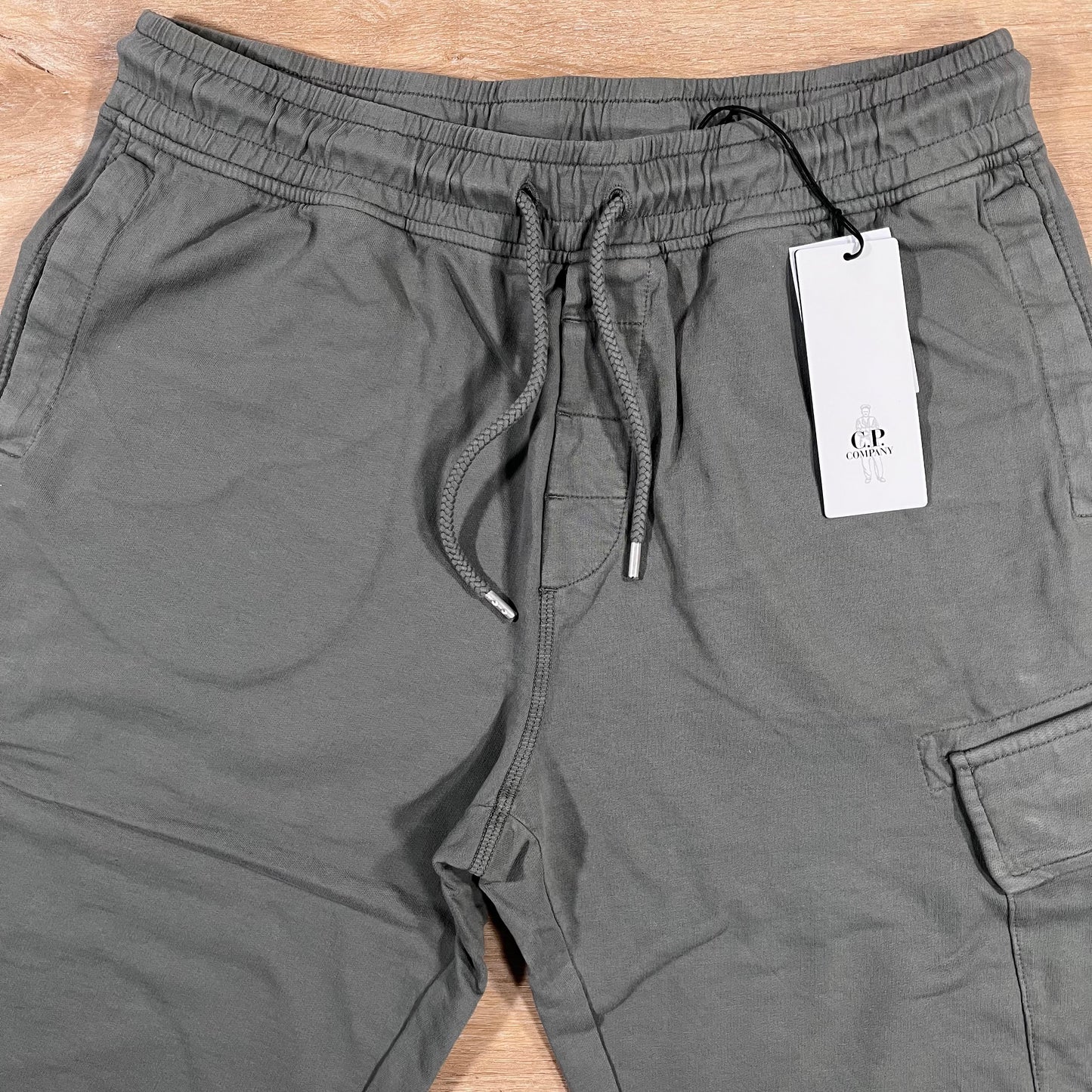 C.P. Company Light Fleece Cargo Lens Shorts in Gunmetal - Grey