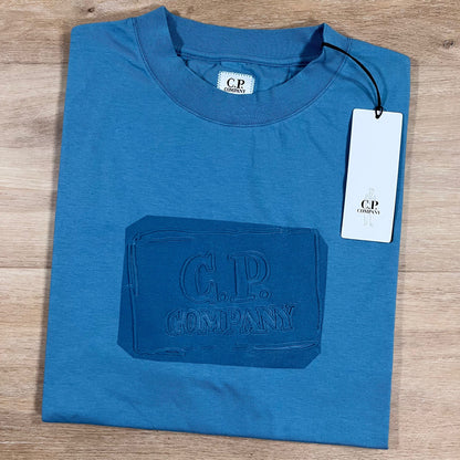 C.P. Company 30/1 Jersey Logo T-Shirt in Aegean Blue