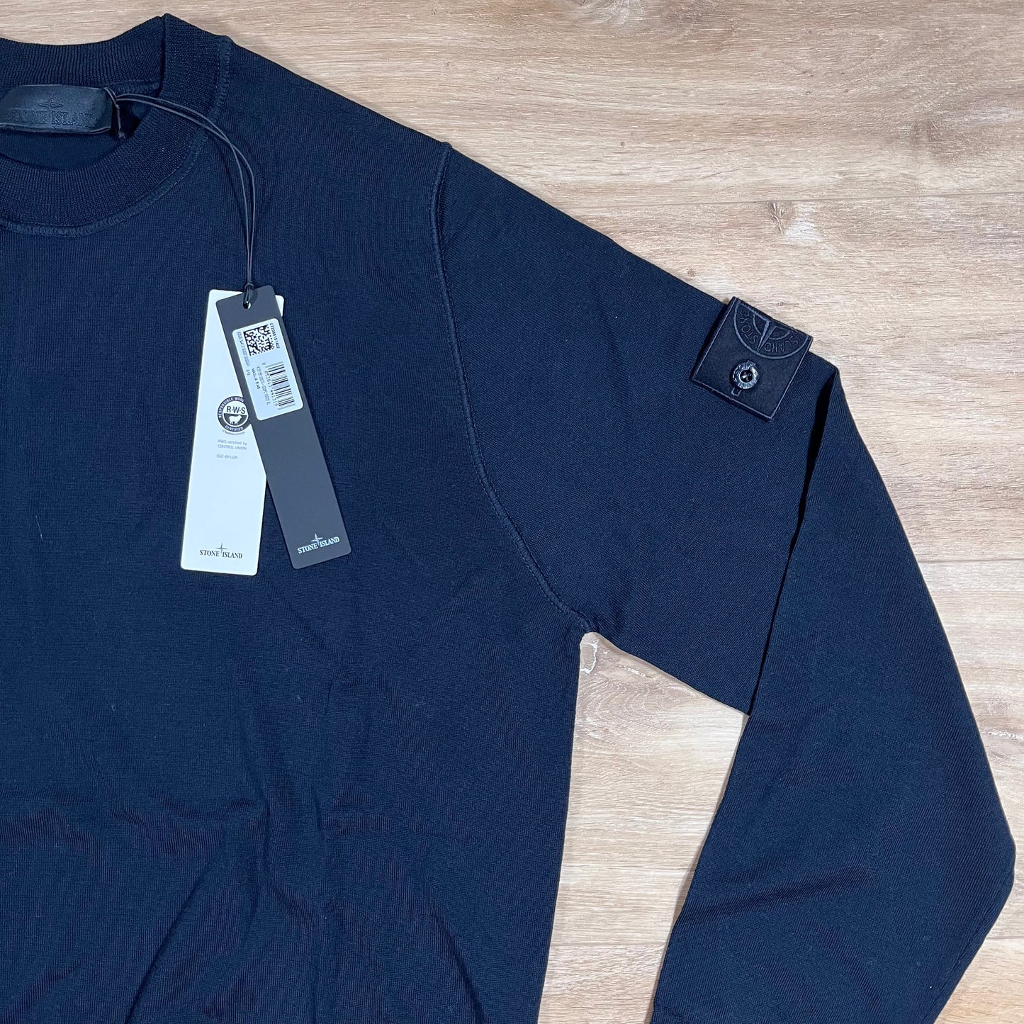 Stone Island Ghost Pure Light RWS Wool Crewneck Jumper in Navy