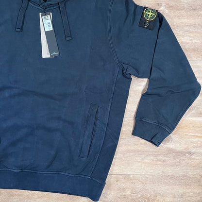 Stone Island Brushed Organic Cotton Fleece Hoodie in Navy
