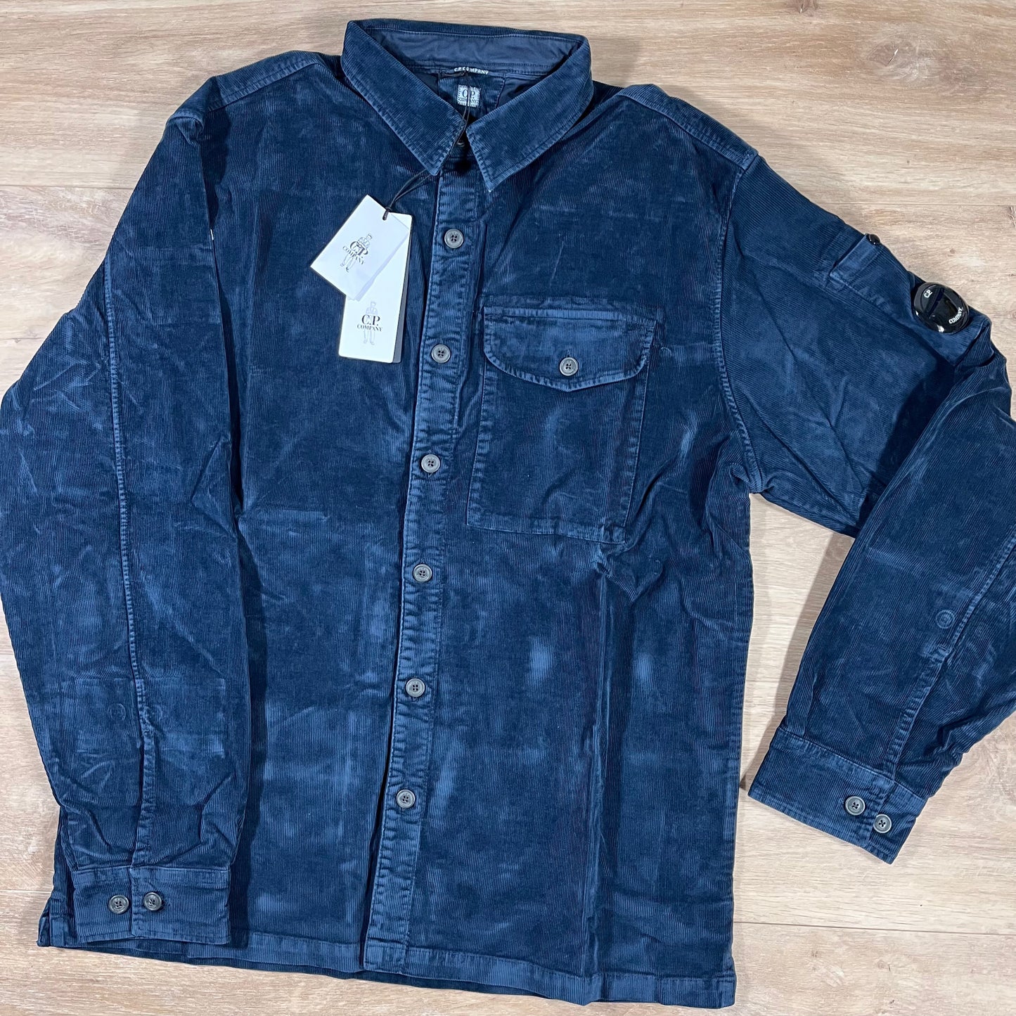 C.P. Company Corduroy Lens Button Shirt in Navy