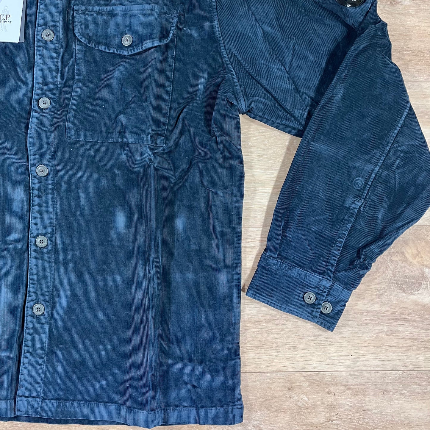 C.P. Company Corduroy Lens Button Shirt in Navy