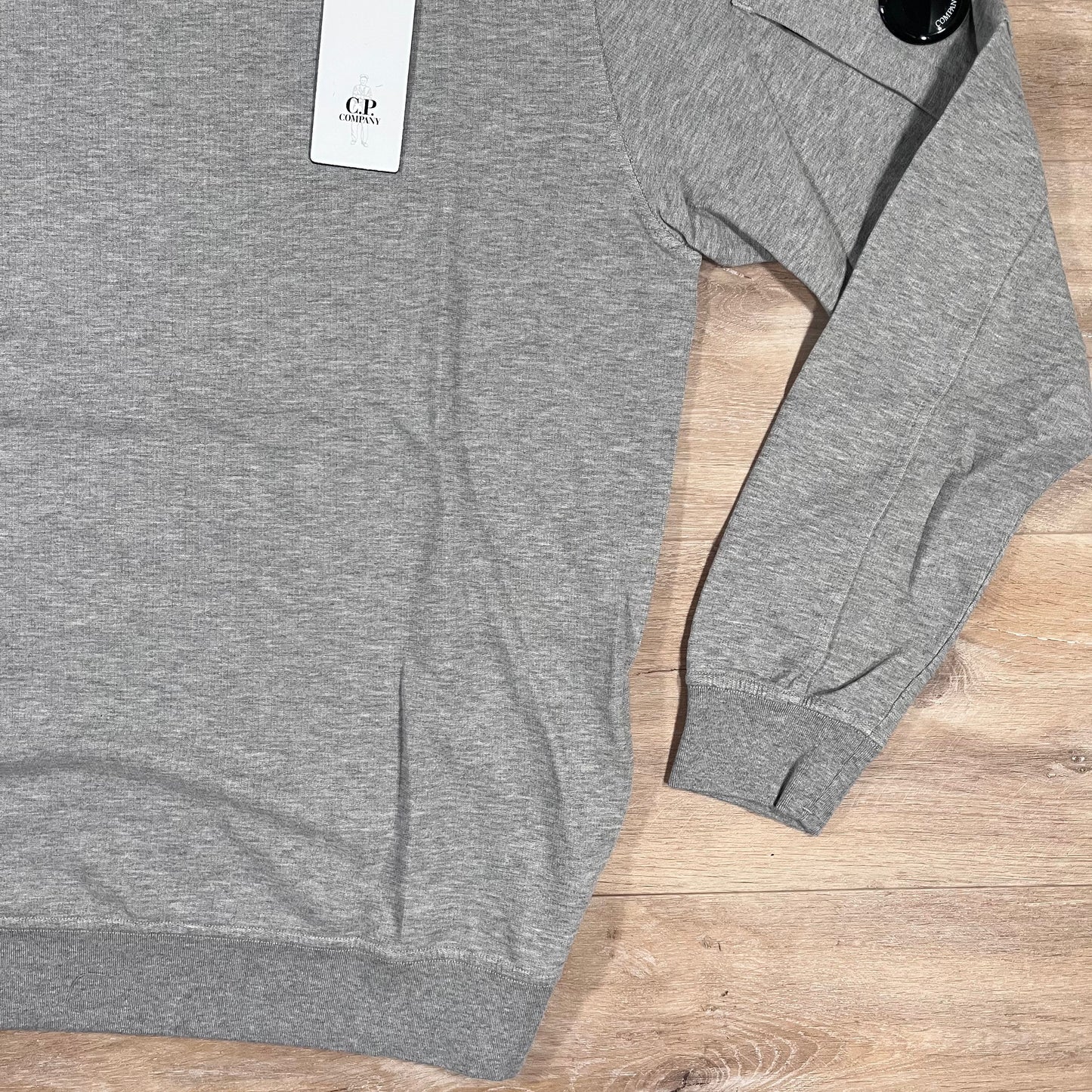 C.P. Company Light Fleece Crewneck Lens Sweatshirt in Grey Melange
