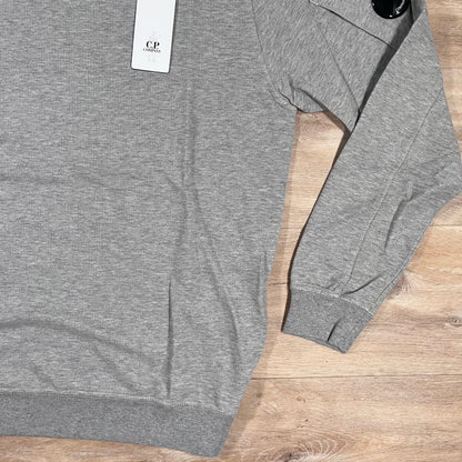 C.P. Company Light Fleece Crewneck Lens Sweatshirt in Grey Melange