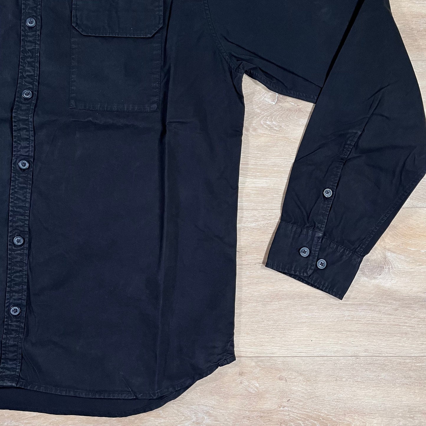 C.P. Company Organic Gabardine Lens Button Overshirt in Black