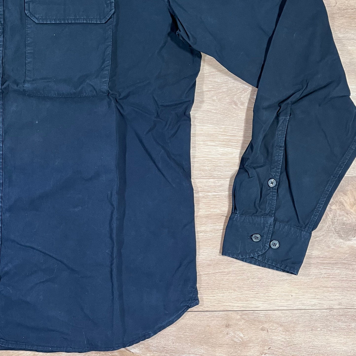 C.P. Company Organic Gabardine Lens Button Overshirt in Navy