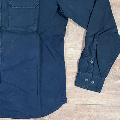 C.P. Company Organic Gabardine Lens Button Overshirt in Navy