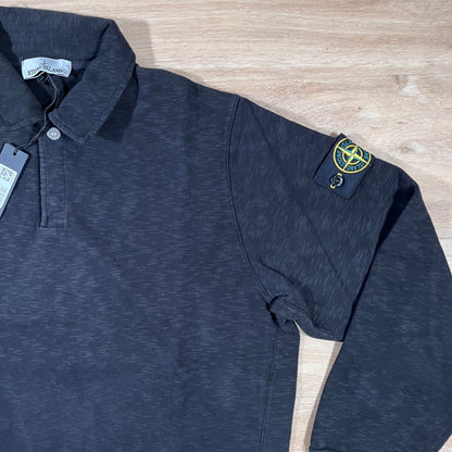 Stone Island Vanise Brushed Heavy Cotton Polo Sweatshirt in Black