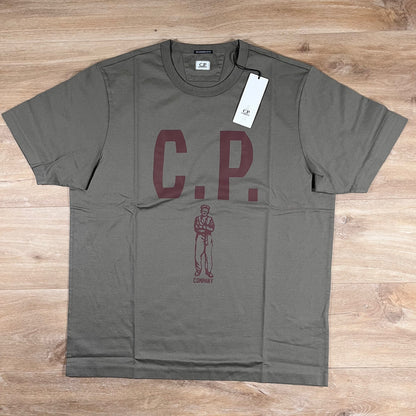 C.P. Company Mercerized 30/2 Jersey Sailor T-Shirt in Fungi Grey