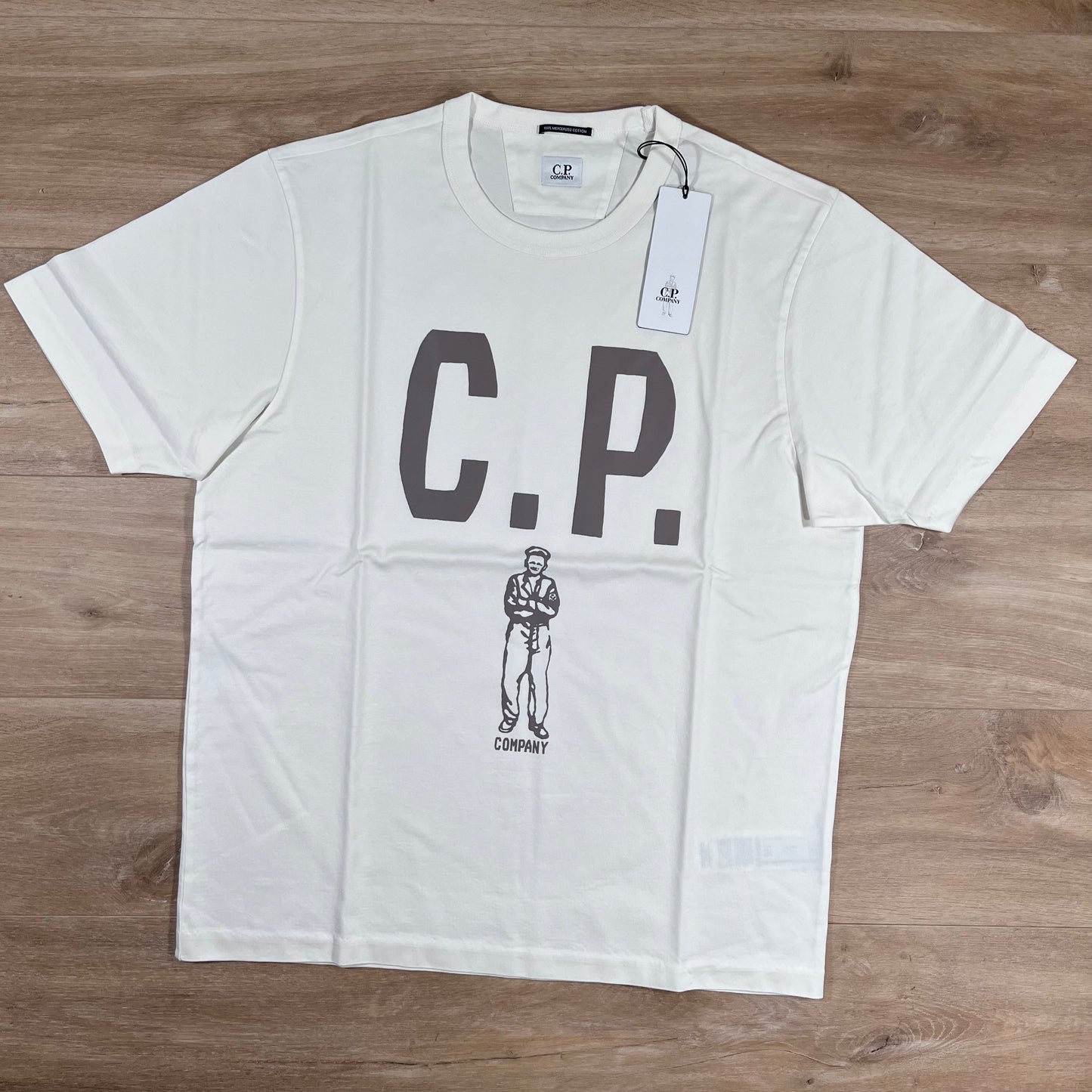 C.P. Company Mercerized 30/2 Jersey Sailor T-Shirt in Gauze White