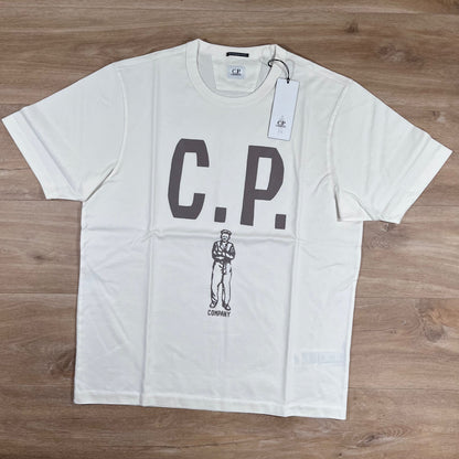 C.P. Company Mercerized 30/2 Jersey Sailor T-Shirt in Gauze White
