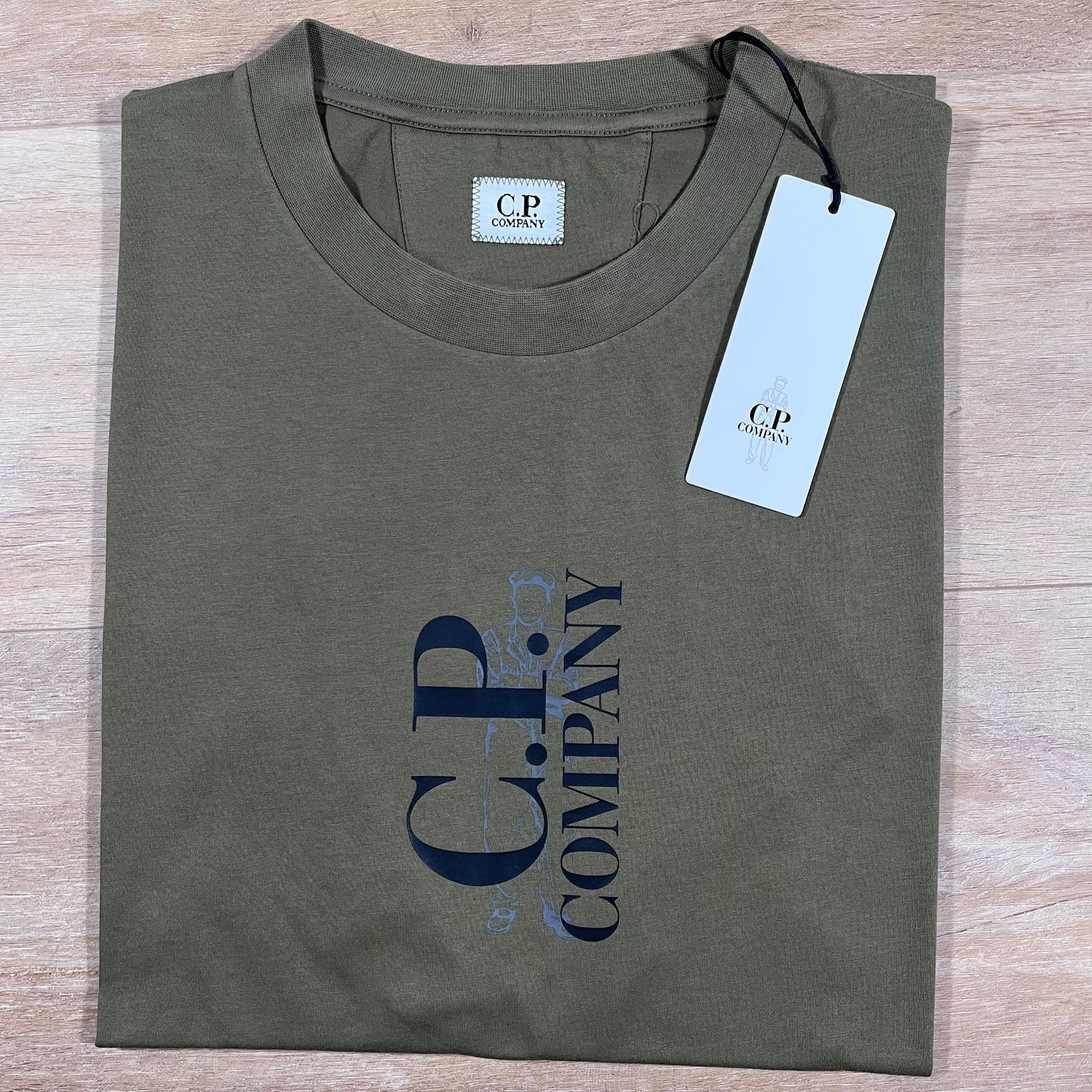 C.P. Company 30/1 Jersey Logo T-Shirt in Elmwood Green