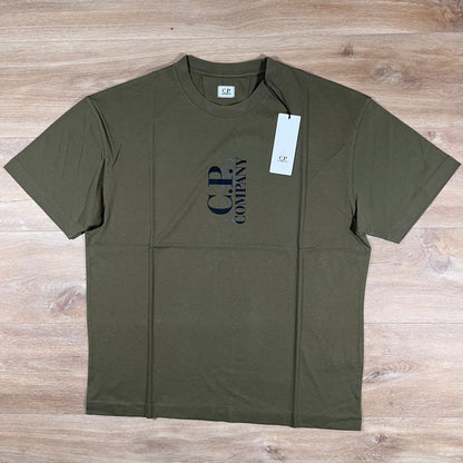 C.P. Company 30/1 Jersey Logo T-Shirt in Elmwood Green