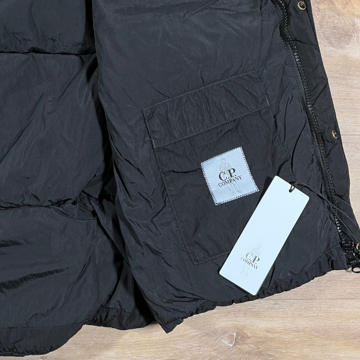 C.P. Company Eco-Chrome R Mixed Down Lens Gilet in Black