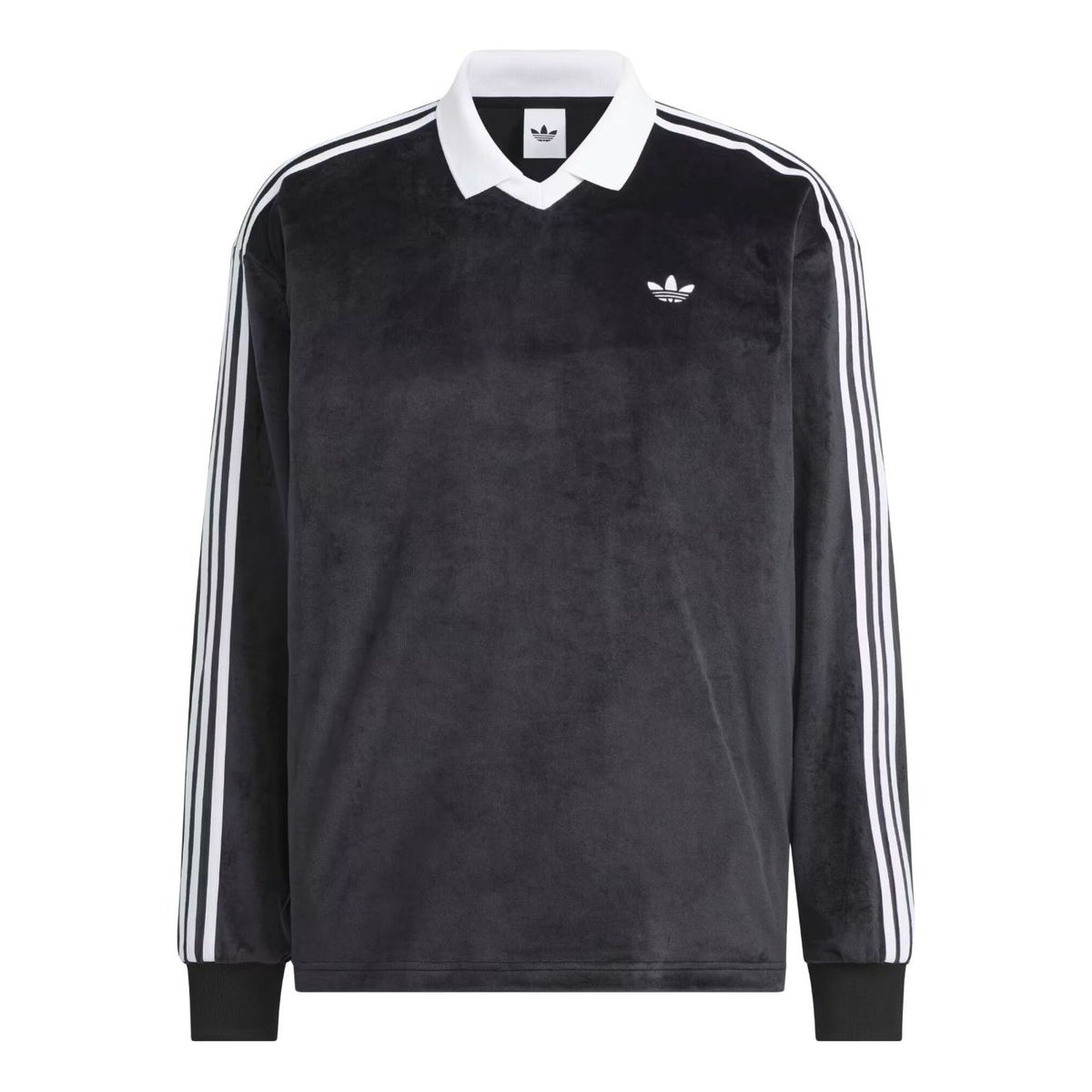 adidas Velvet Long Sleeve Polo Shirt 'Black' KQ5485
