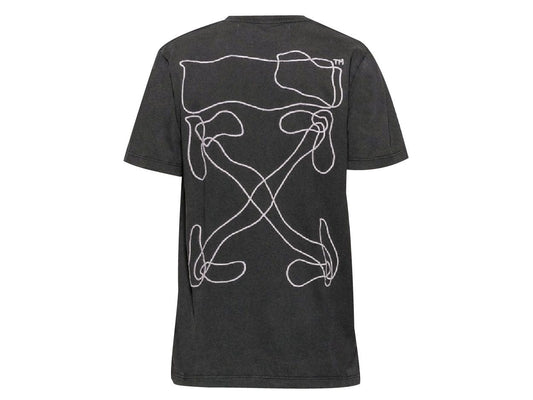 OFF-WHITE ABSTRACT ARROWS EMBROIDERED T-SHIRT BLACK