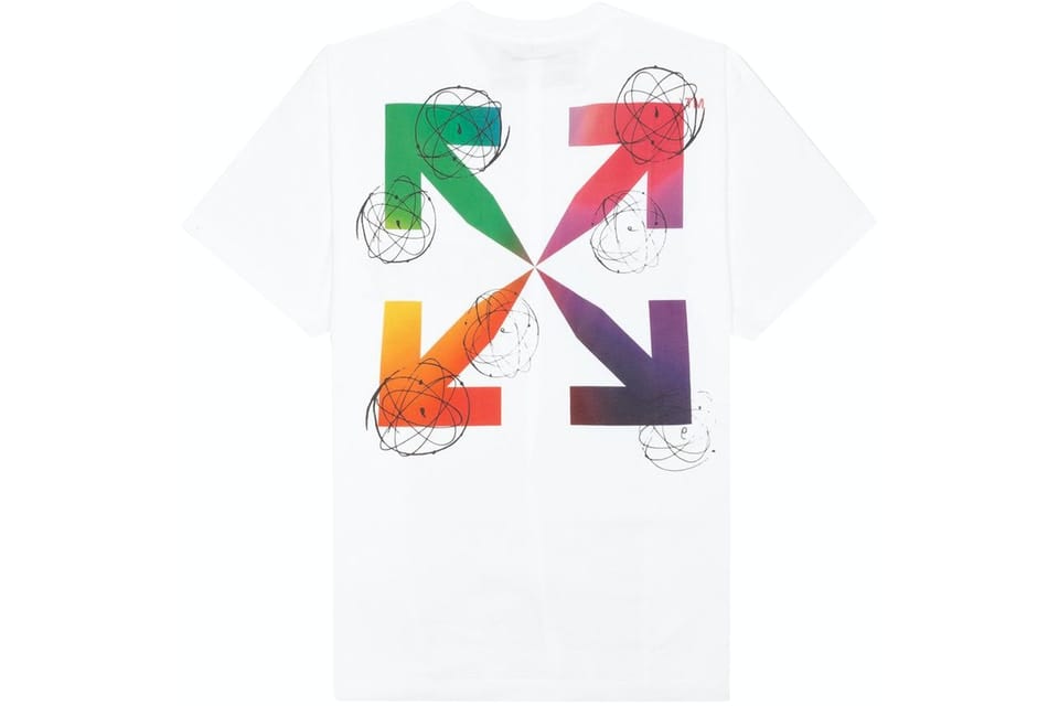 OFF WHITE FUTURE ATOMS WHITE MULTI COLOUR ARROW TEE