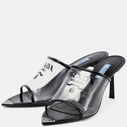 Womens Prada Logo PVC Heels