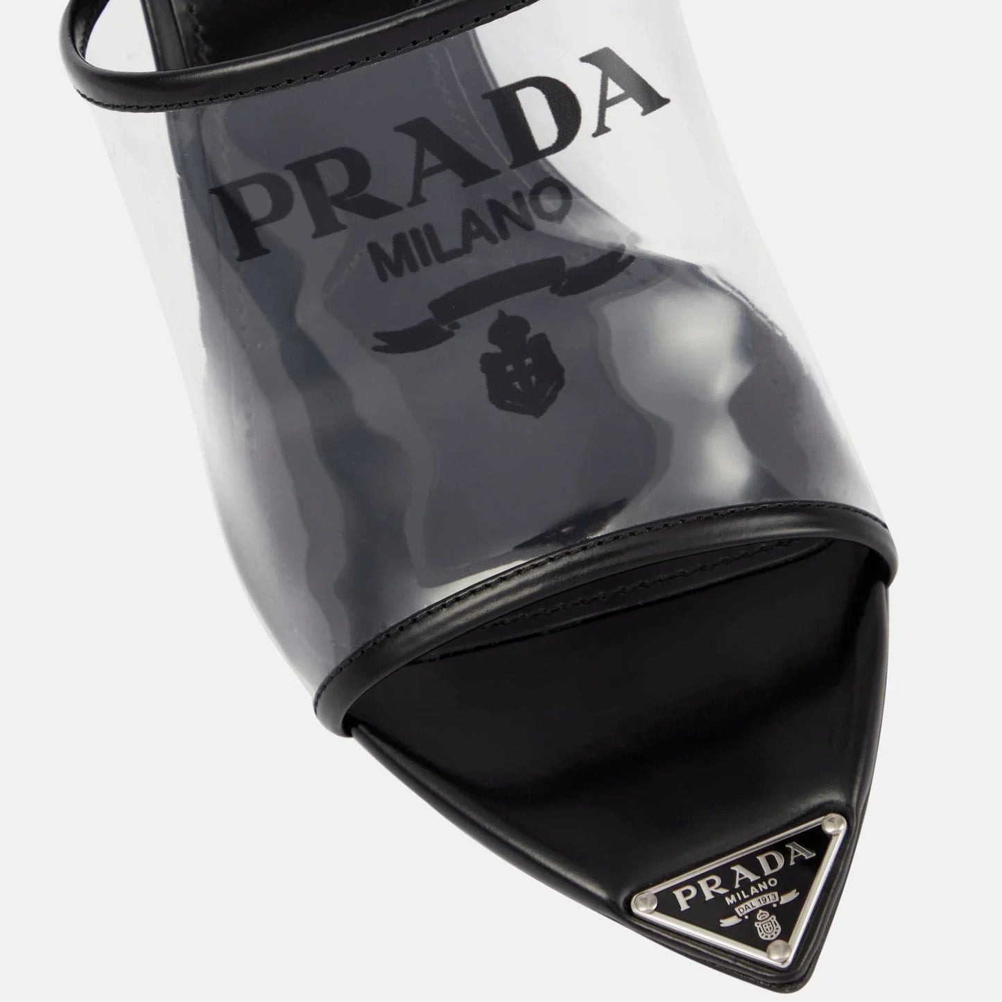Womens Prada Logo PVC Heels