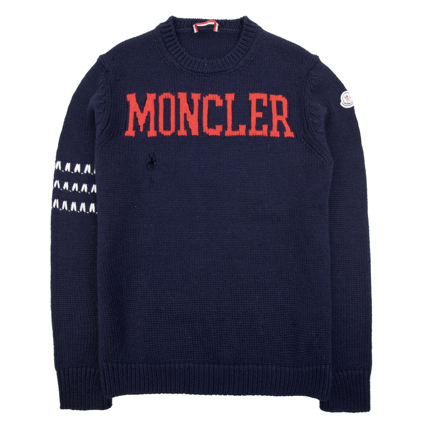 Pre-Loved Moncler Logo Knitted Sweatshirt Navy 778 Medium