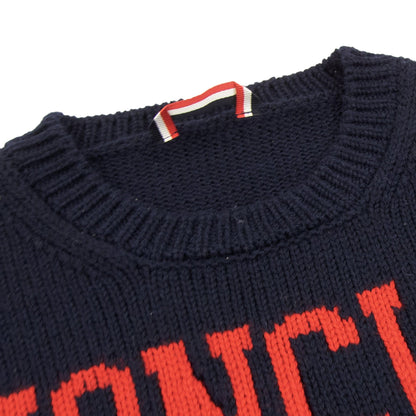 Pre-Loved Moncler Logo Knitted Sweatshirt Navy 778 Medium